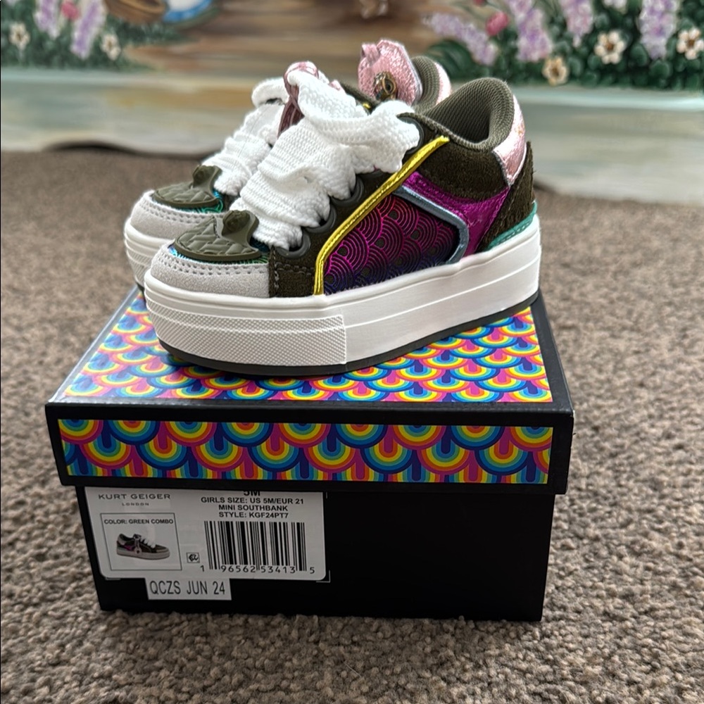 Kurt Geiger Kids' Sneakers with Green and Pink Accents